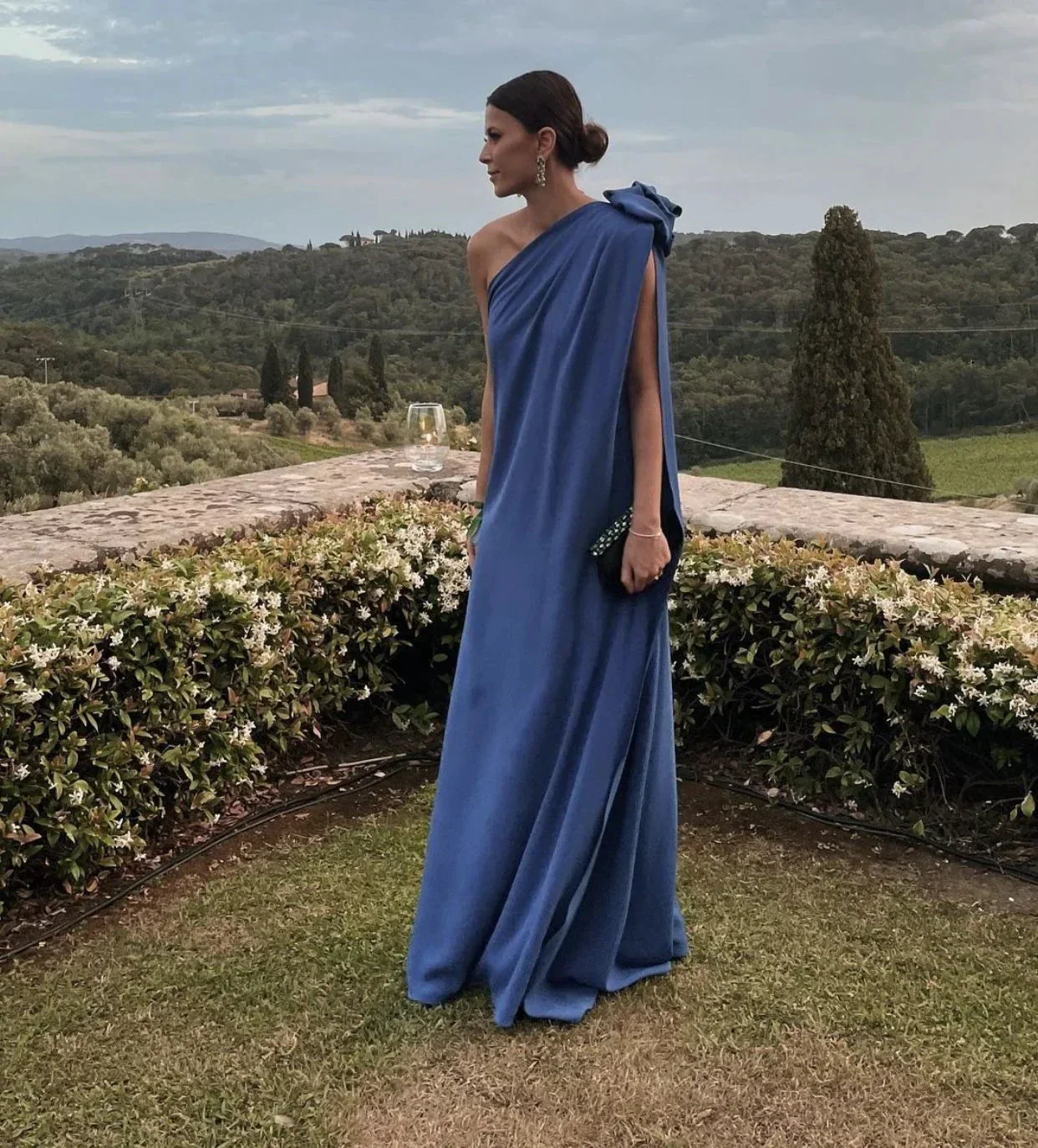 Simple Pure Color Long Prom Dress One Shoulder Evening Dress Y4758 - Image 2