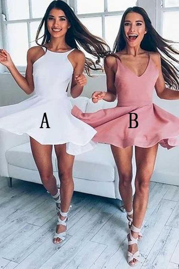 Simple Short White Backless Homecoming Dress Party Dress Prom Dress PG108 - Image 2