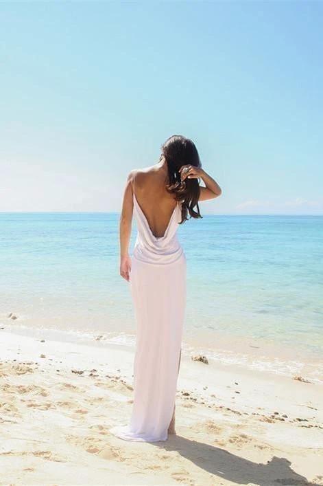 Simple Sexy Open Back Beach Side Slit Spaghetti Straps Wedding Dresses WD506 - Image 4