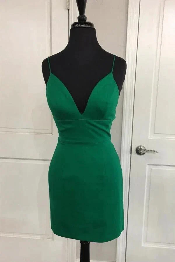 Simple Sheath V Neck Straps Red Mini Party Dress Homecoming Dress PD398 - Image 4