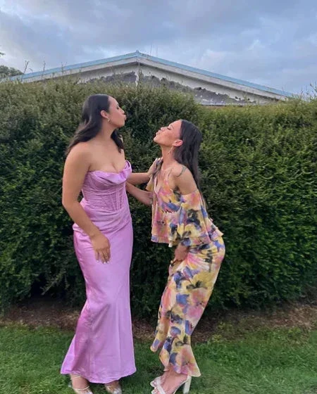 Simple Spaghetti Straps Lavender Satin Evening Dress Sheath Party Prom Dress Y8094 - Image 6