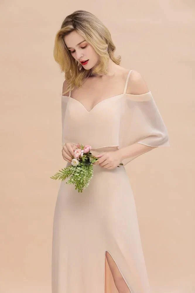 Simple Spaghetti Straps Tiered Prom Dresses | Side Slit A-Line Sleeveless Evening Dresses - Image 7