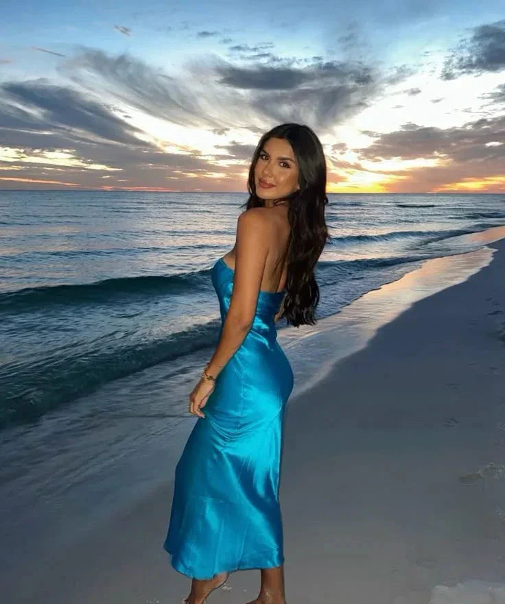 Simple Strapless Blue Sheath Prom Dress Evening Dress Y8188 - Image 2