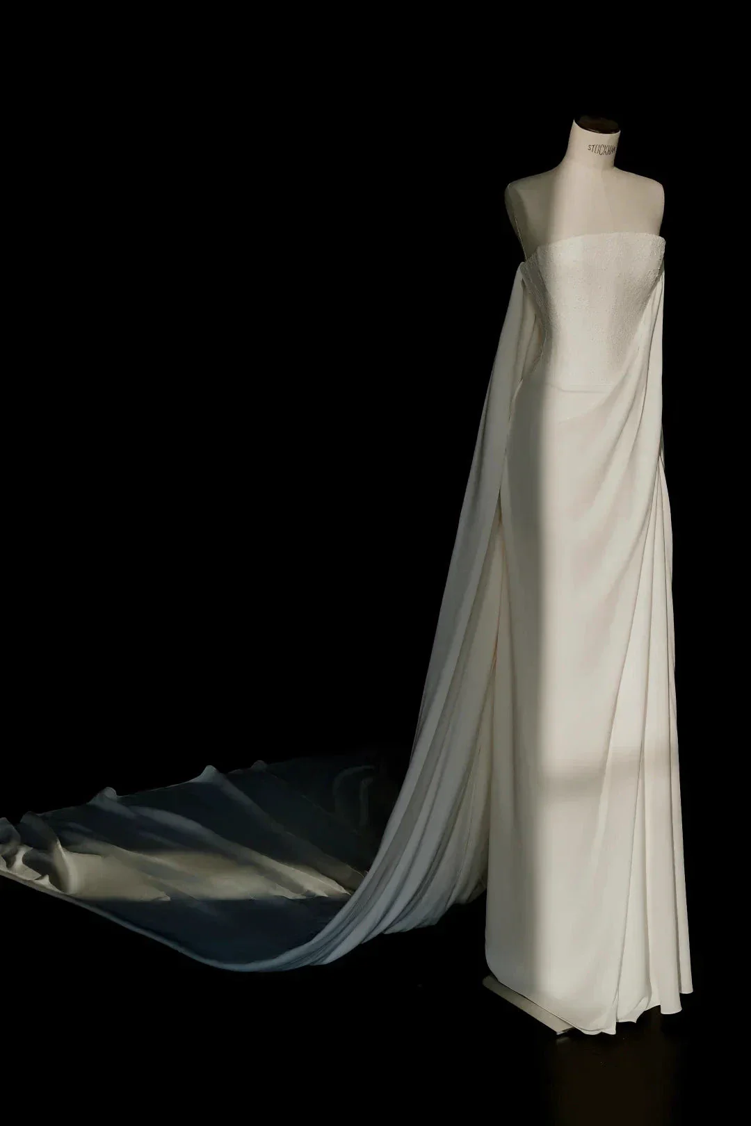 Simple Strapless Satin Lace Sheath Long Prom Dress White Evening Dress Y8689 - Image 2