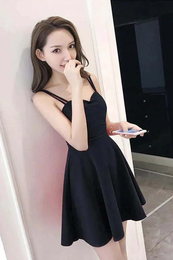 Simple Straps Sweetheart Red Satin Homecoming Dresses Party Dresses PD091 - Image 4