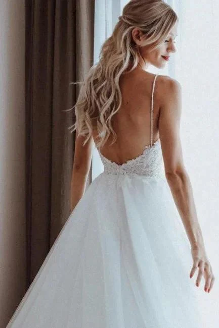 Simple Sweetheart Sleeveless A-Line Wedding Dresses With Lace - Image 2
