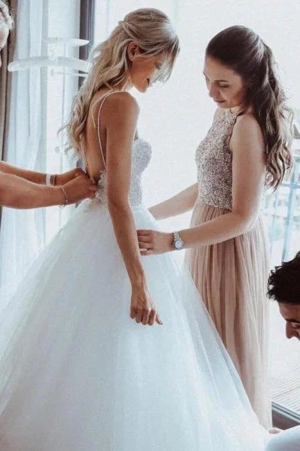 Simple Sweetheart Sleeveless A-Line Wedding Dresses With Lace - Image 3