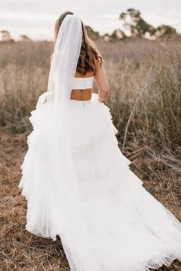 Simple Two Piece Wedding Dress Country Wedding Dress With Layered WD715 - Image 3