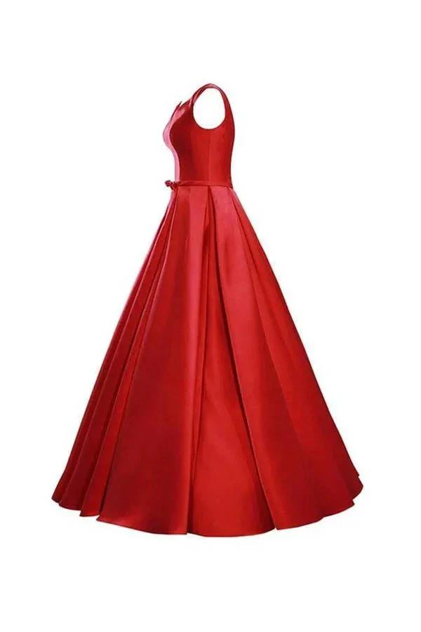 Simple V-Neck Bowknot Lace-Up Red Prom Dress Bridesmaid Dress BD028 - Image 2