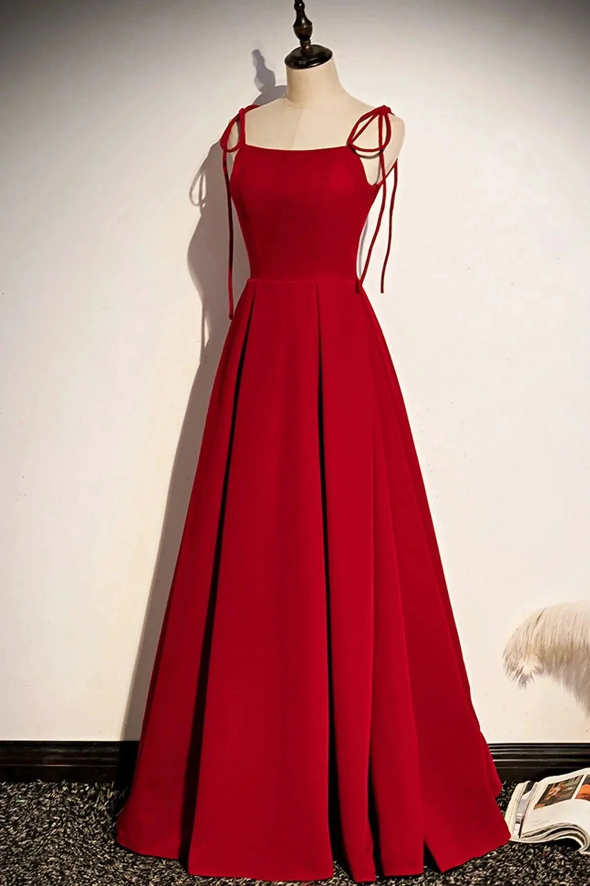 Simple velvet long A line prom dress evening dress s70 - Image 2