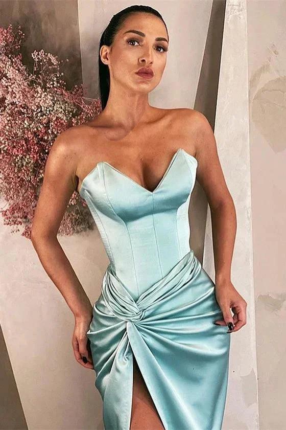 Sky Blue V-Neck Long Prom Dress Featuring a Sultry Split - Image 2