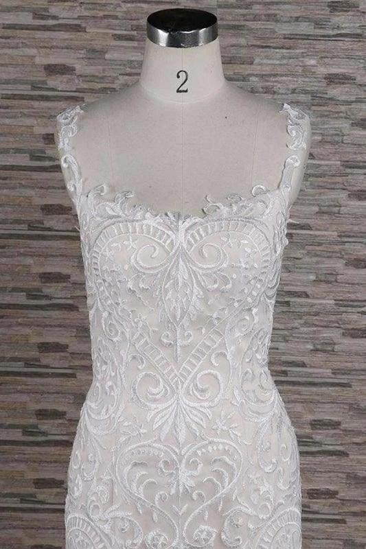 Sleek Square Neck Appliques Pretty Mermaid Elegant Wedding Dresses - Image 3