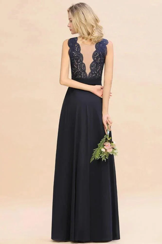 Sleeveless A-line Evening Maxi Gown Lace Appliques Floor Length Bridesmaid Dress Formal Party Gown - Image 2