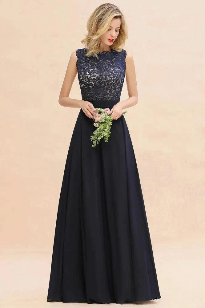 Sleeveless A-line Evening Maxi Gown Lace Appliques Floor Length Bridesmaid Dress Formal Party Gown - Image 3