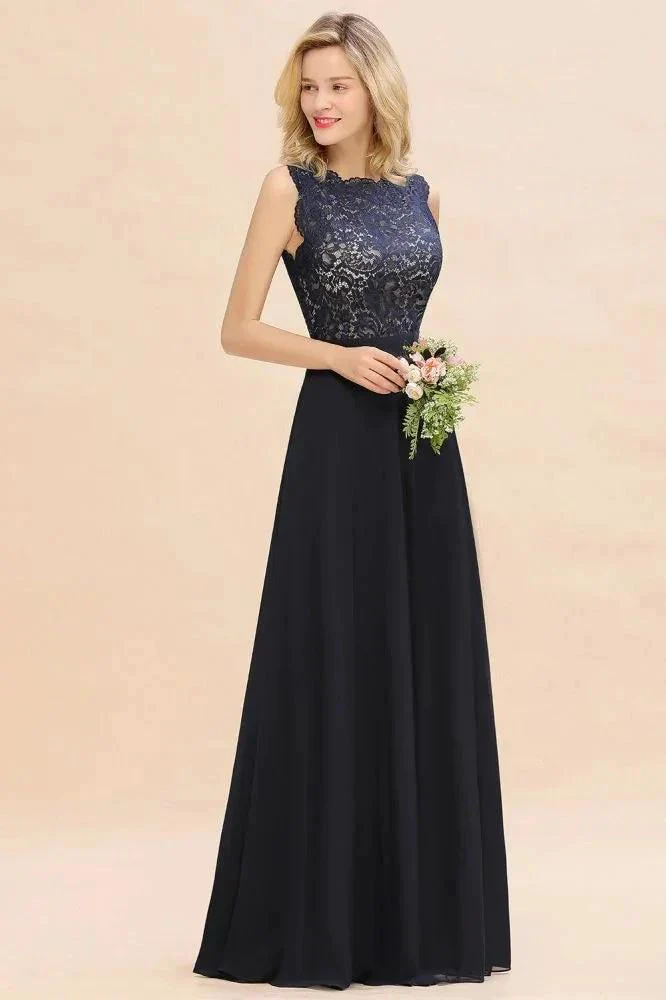 Sleeveless A-line Evening Maxi Gown Lace Appliques Floor Length Bridesmaid Dress Formal Party Gown - Image 4