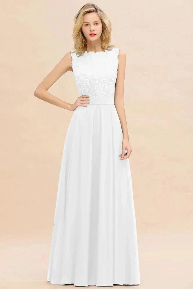 Sleeveless A-line Evening Maxi Gown Lace Appliques Floor Length Bridesmaid Dress Formal Party Gown - Image 5