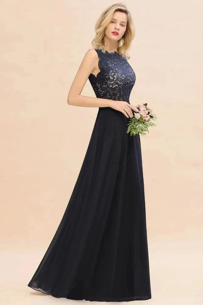 Sleeveless A-line Evening Maxi Gown Lace Appliques Floor Length Bridesmaid Dress Formal Party Gown - Image 6