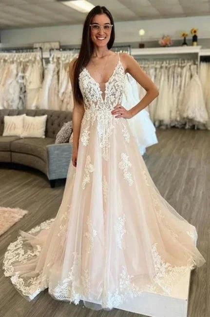 Sleeveless A-Line Floor Length Spaghetti Straps Wedding Dress - Image 3