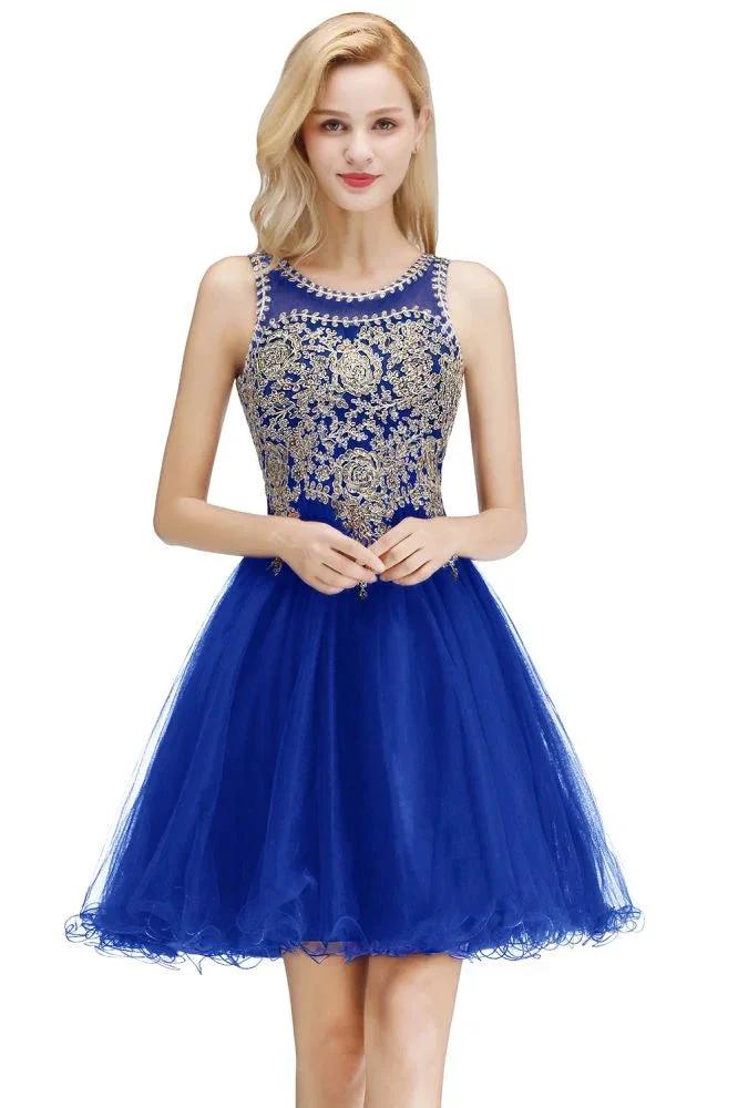 Sleeveless Aline Cocktail Party Dress Sparkly Beads Homecoming Dress - Image 10