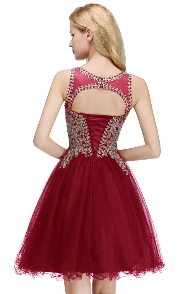 Sleeveless Aline Cocktail Party Dress Sparkly Beads Homecoming Dress - Image 2