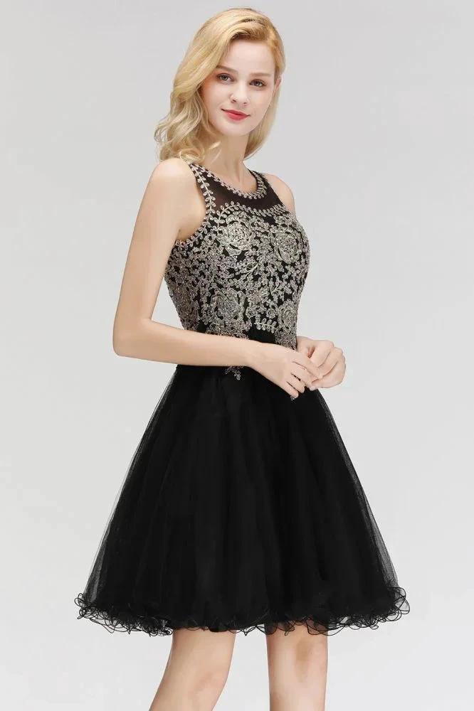 Sleeveless Aline Cocktail Party Dress Sparkly Beads Homecoming Dress - Image 6