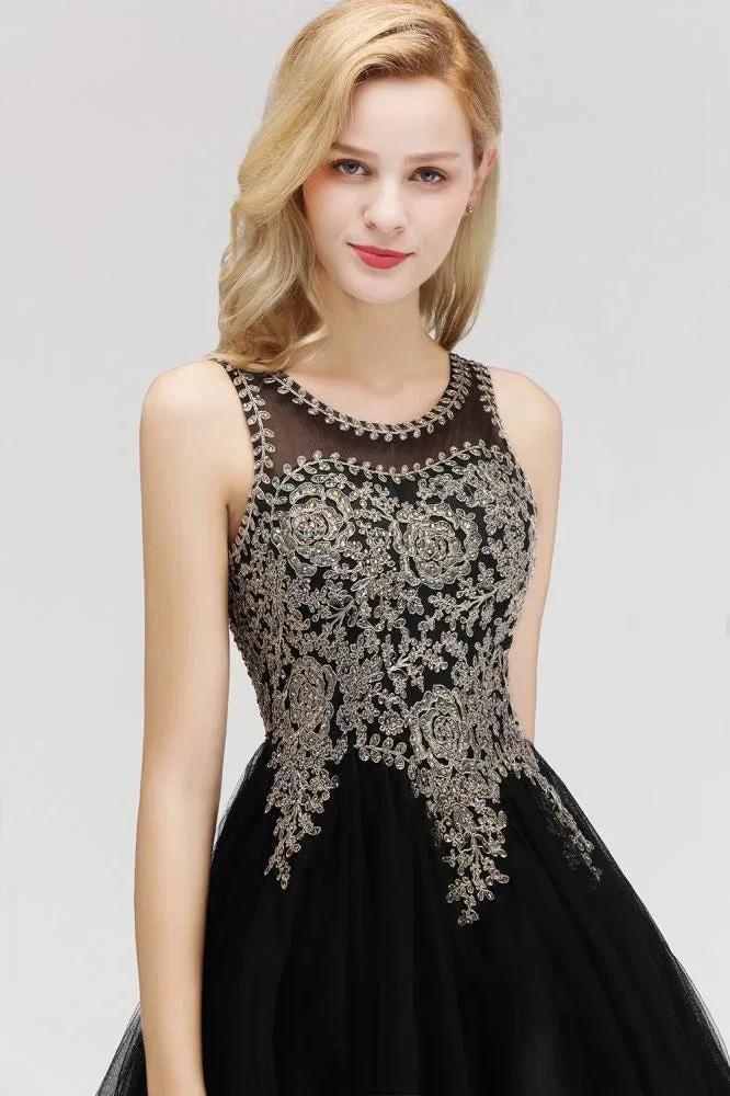 Sleeveless Aline Cocktail Party Dress Sparkly Beads Homecoming Dress - Image 8