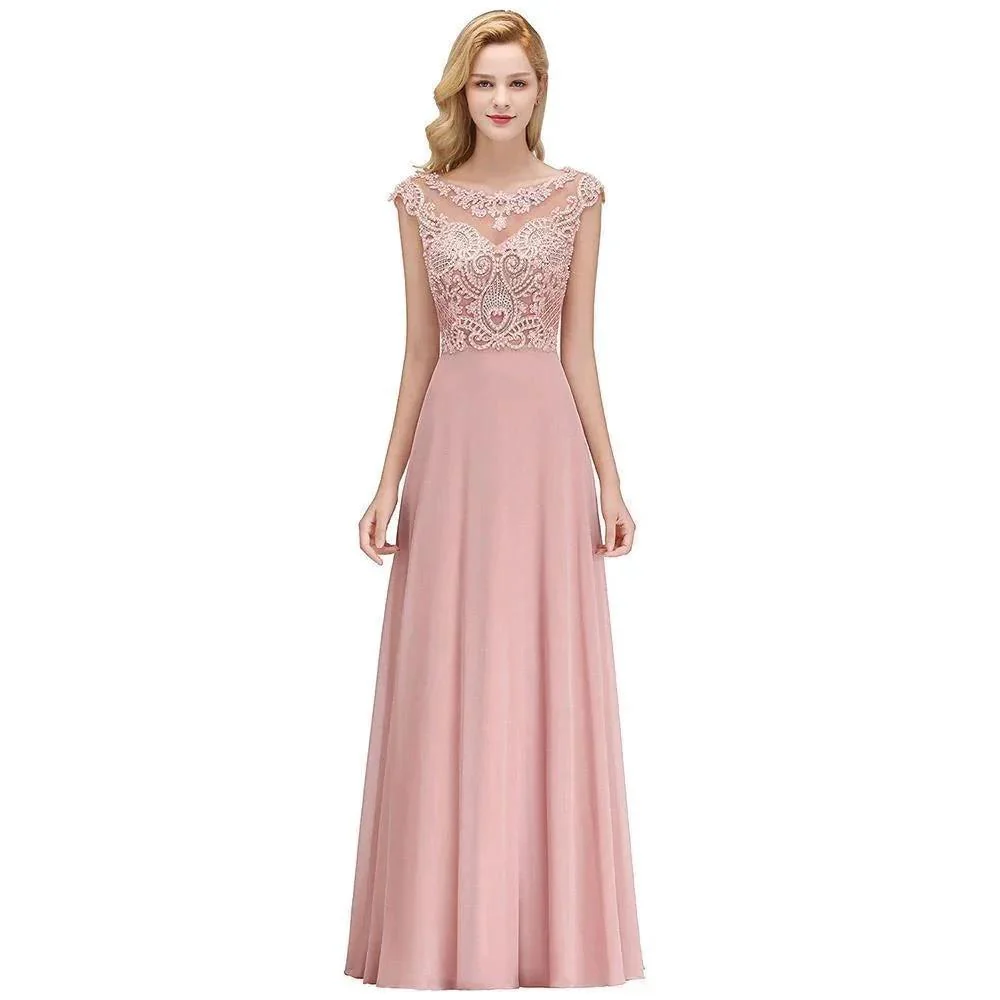 Sleeveless Aline Evening Maxi Dress Beading Crew Neck Party Dress Floor Length - Image 5