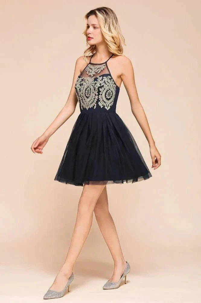 Sleeveless Appliques Tulle Homecoming Dress Mini Prom Dress - Image 3