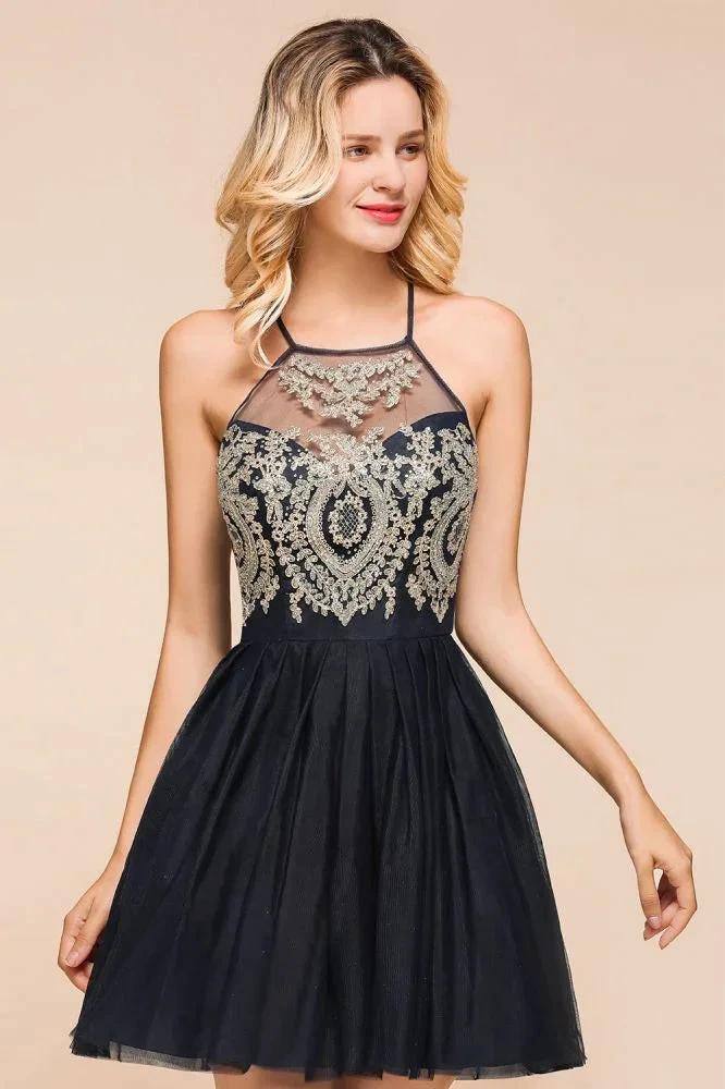 Sleeveless Appliques Tulle Homecoming Dress Mini Prom Dress - Image 5