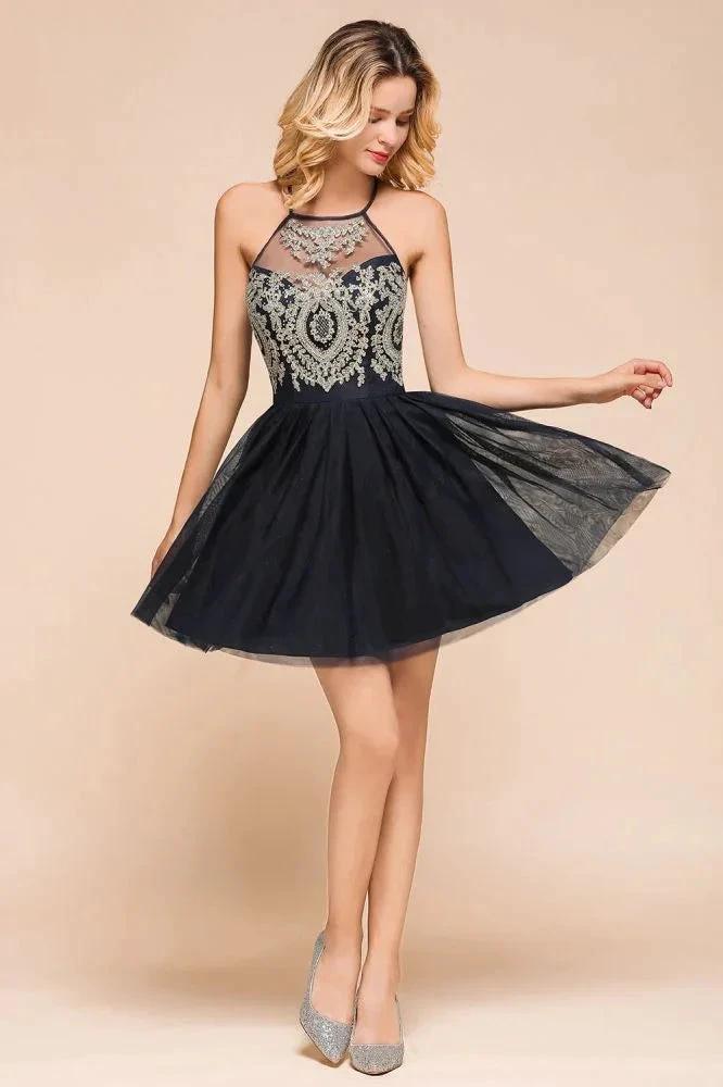 Sleeveless Appliques Tulle Homecoming Dress Mini Prom Dress - Image 7