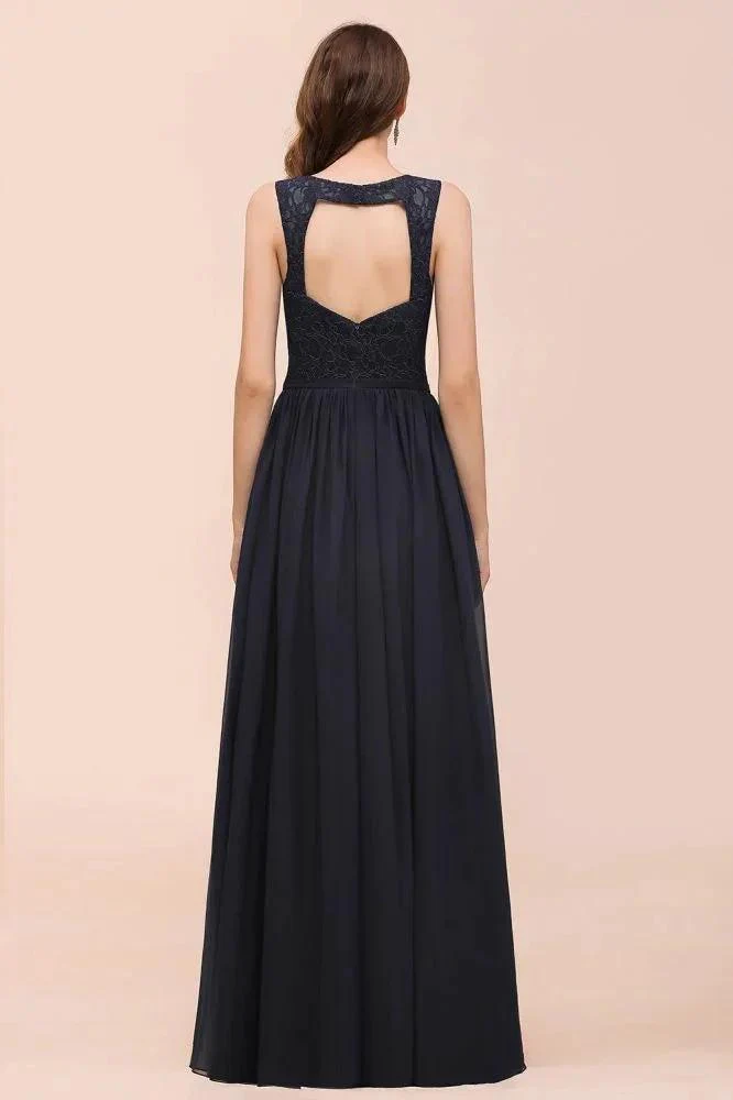 Sleeveless Black A-line Evening Maxi Dress Chiffon Bridesmaid Dress Formal Dress - Image 2