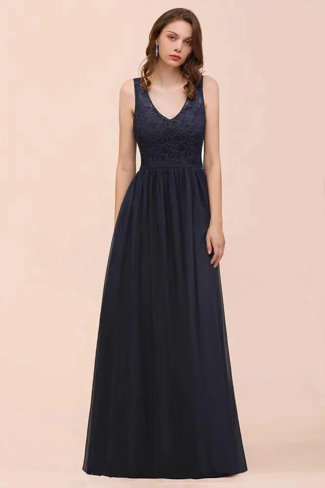 Sleeveless Black A-line Evening Maxi Dress Chiffon Bridesmaid Dress Formal Dress - Image 4