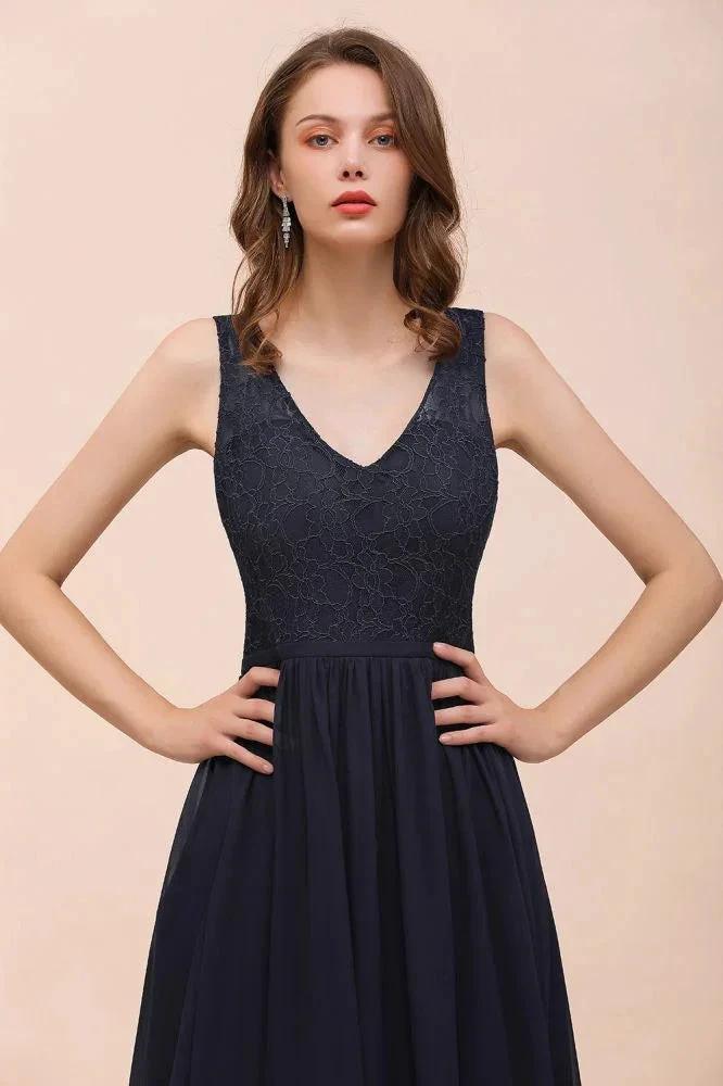 Sleeveless Black A-line Evening Maxi Dress Chiffon Bridesmaid Dress Formal Dress - Image 8