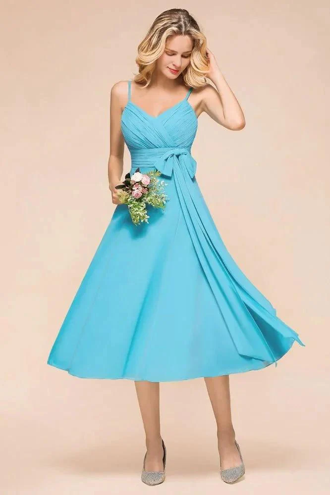 Sleeveless Chiffon Ankle Length Bridesmaid Dress Mini Beach Wedding Guest Dress - Image 3