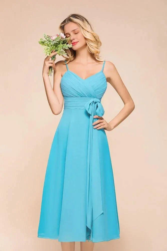 Sleeveless Chiffon Ankle Length Bridesmaid Dress Mini Beach Wedding Guest Dress - Image 4