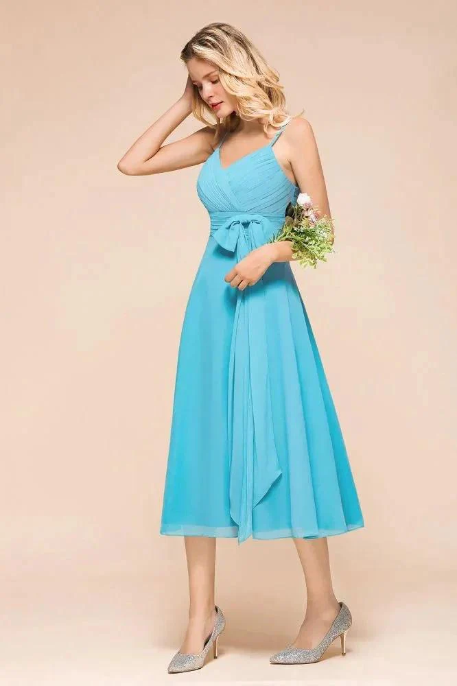 Sleeveless Chiffon Ankle Length Bridesmaid Dress Mini Beach Wedding Guest Dress - Image 5