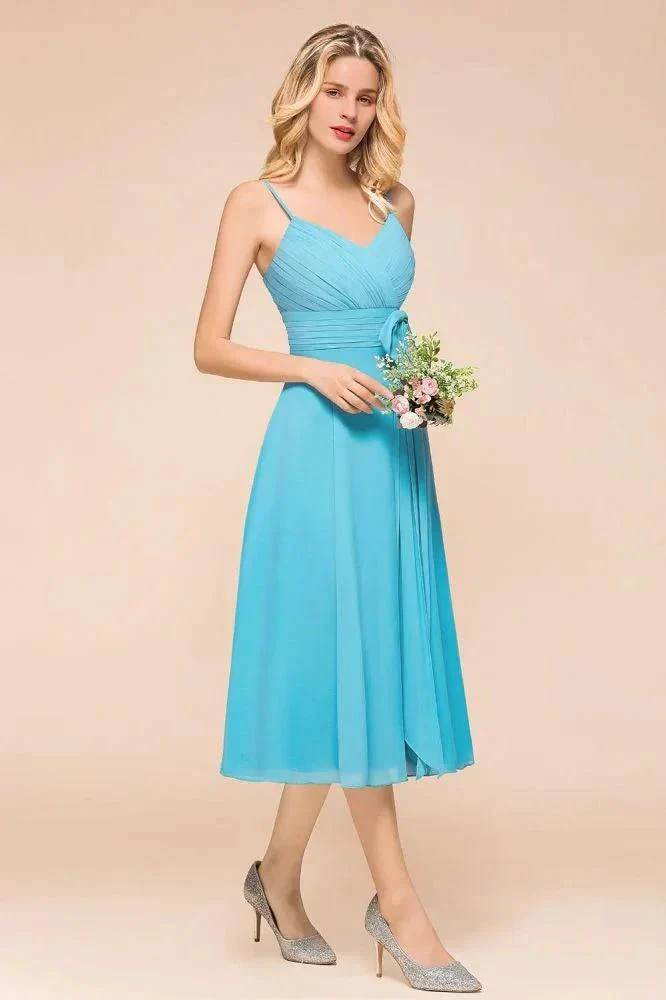 Sleeveless Chiffon Ankle Length Bridesmaid Dress Mini Beach Wedding Guest Dress - Image 6