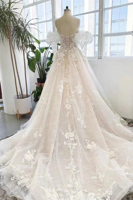 Sleeveless Floor Length Garden Strapless Tulle Lace Wedding Dress with Appliques - Image 2