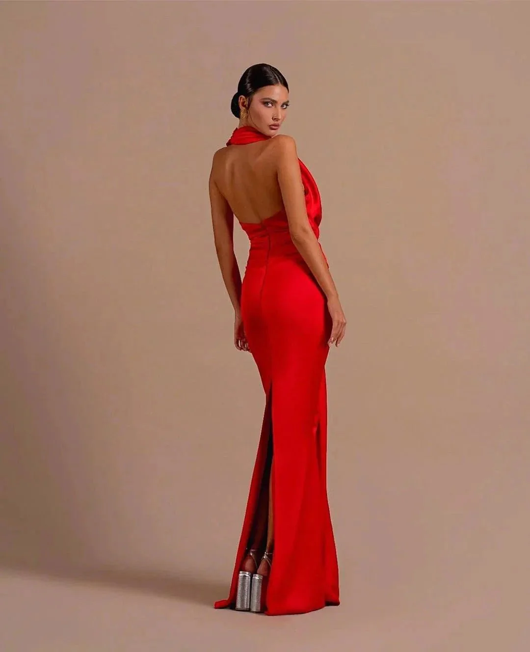Sleeveless Halter Mermaid Prom Dress with Daring Open Back - Image 2