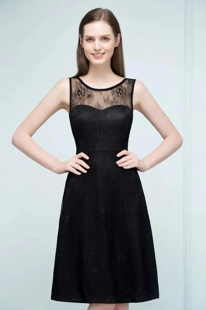 Sleeveless Lace A-line Knee Length Bridesmaid Dresses - Image 2