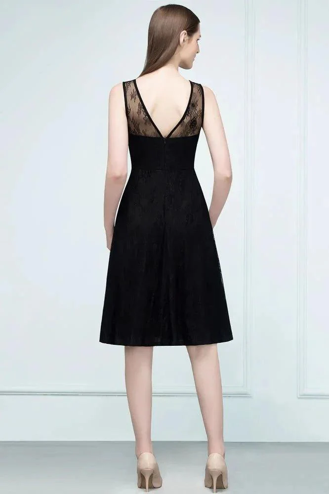 Sleeveless Lace A-line Knee Length Bridesmaid Dresses - Image 3