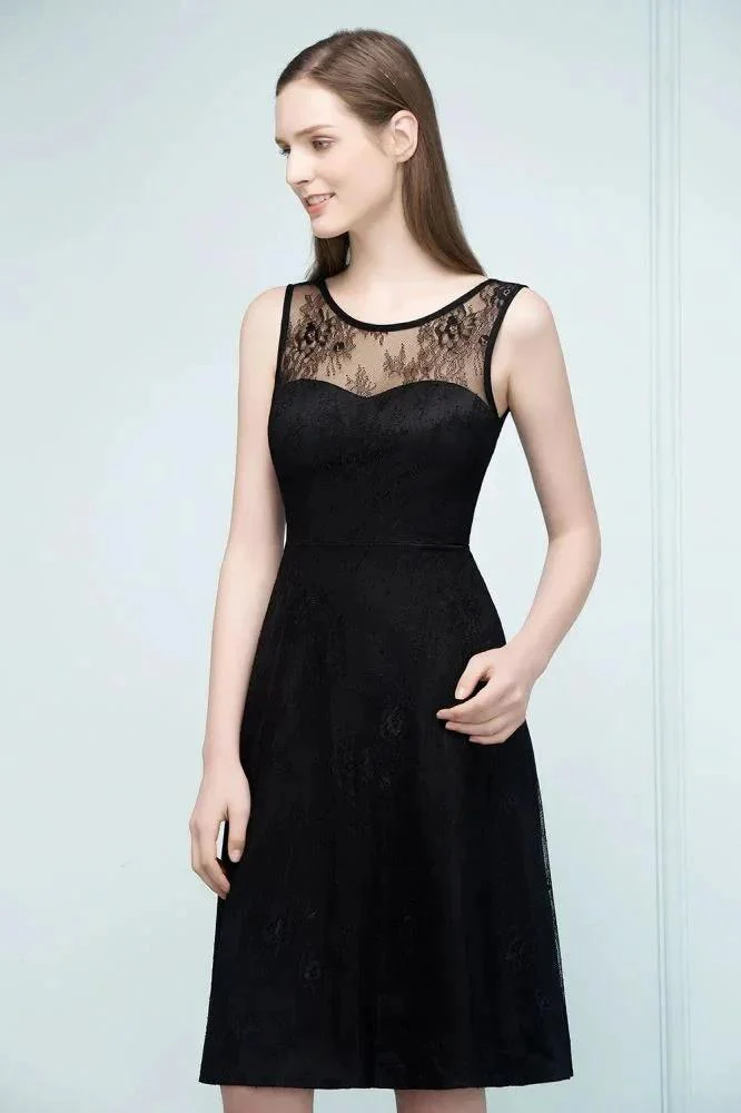 Sleeveless Lace A-line Knee Length Bridesmaid Dresses - Image 4