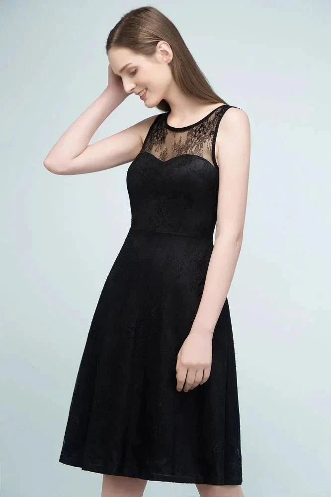 Sleeveless Lace A-line Knee Length Bridesmaid Dresses - Image 7