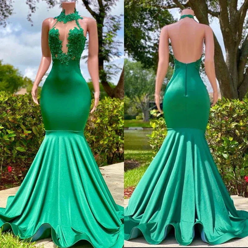 Sleeveless Mermaid Prom Dress with Open Back and Elegant Appliques - Image 3