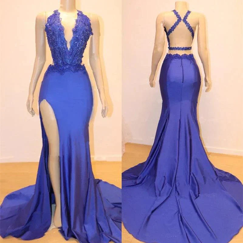 Sleeveless Prom Dress Mermaid Split With Lace Appliques - Image 2
