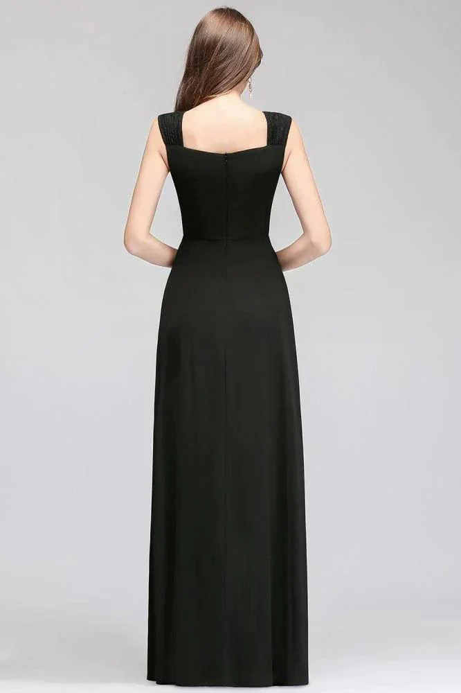 Sleeveless Ruffled Chiffon Black Bridesmaid Dresses - Image 2