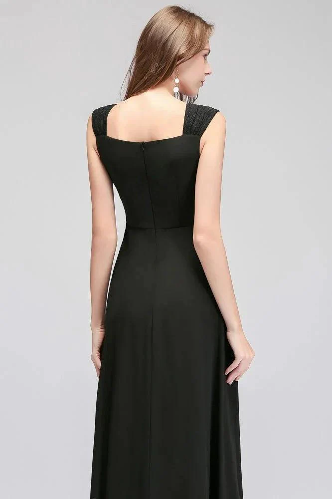 Sleeveless Ruffled Chiffon Black Bridesmaid Dresses - Image 7