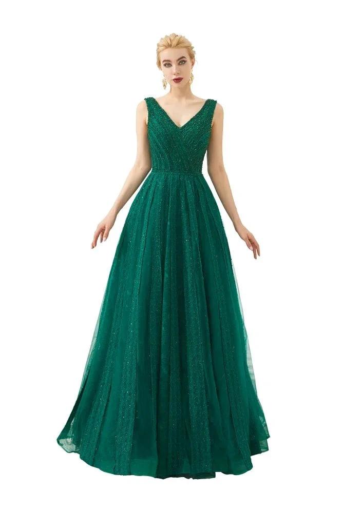 Sleeveless V-Neck aline Evening Swing Dress Backless Party Dress - Image 11