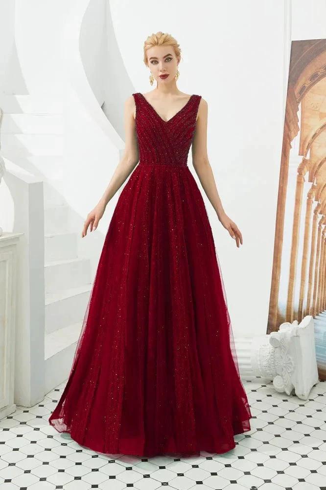 Sleeveless V-Neck aline Evening Swing Dress Backless Party Dress - Image 2