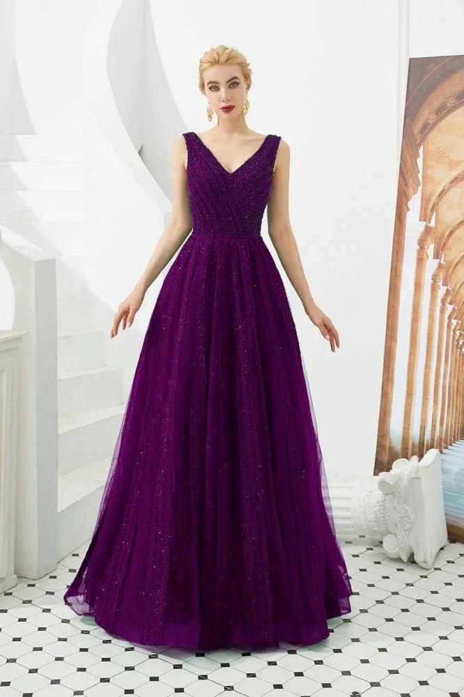 Sleeveless V-Neck aline Evening Swing Dress Backless Party Dress - Image 3